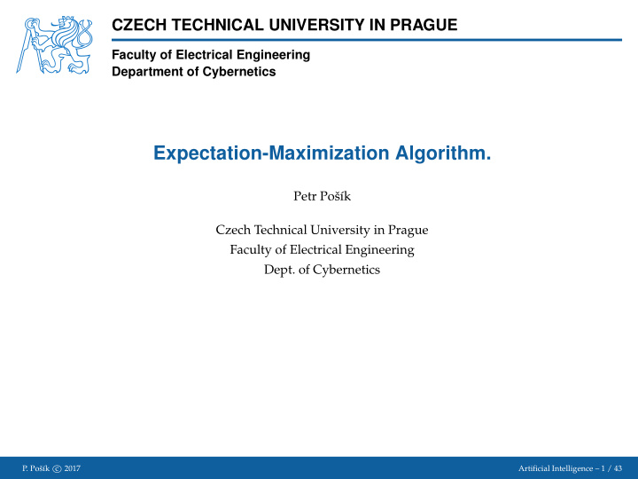 expectation maximization algorithm