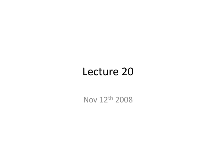 lecture 20 lecture 20