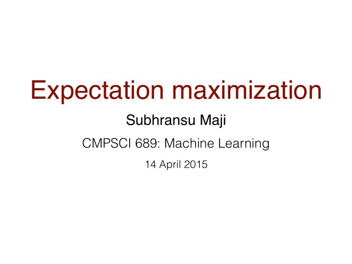 expectation maximization