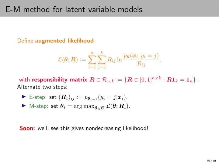 e m method for latent variable models
