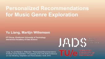 Personalized Recommendations  for Music Genre Exploration  Yu Liang, Martijn Willemsen  HTI Group,