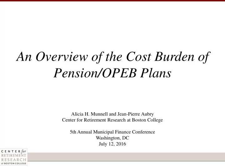 pension opeb plans