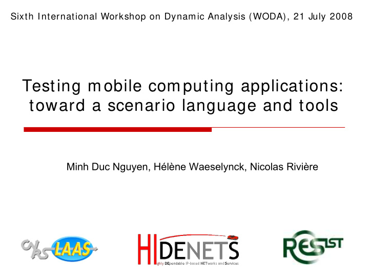 testing mobile computing applications toward a scenario