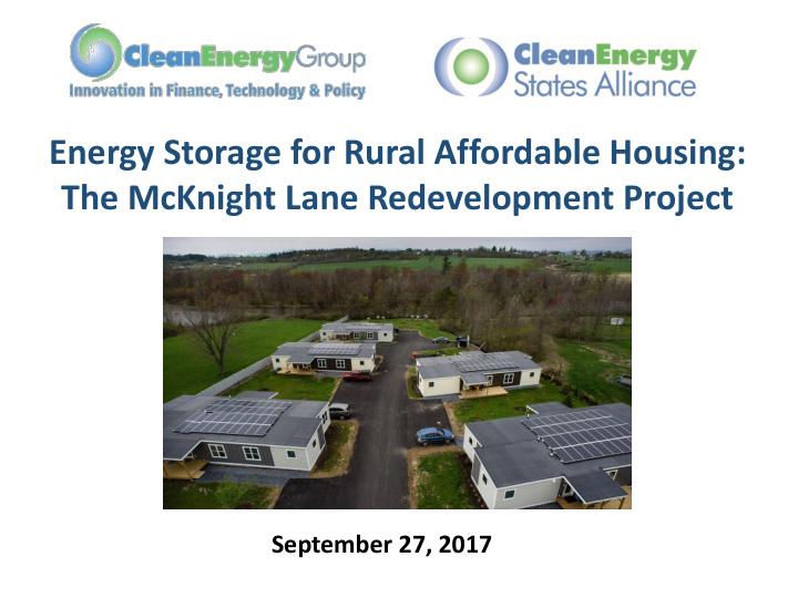 energy storage for rural affordable housing