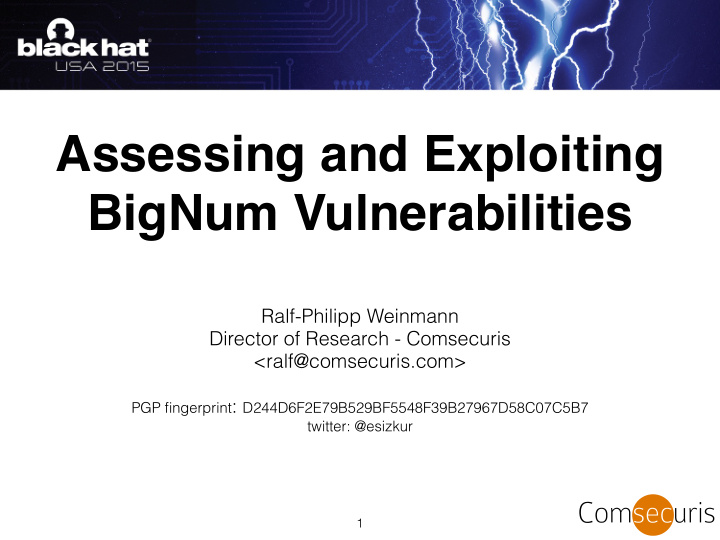 assessing and exploiting bignum vulnerabilities