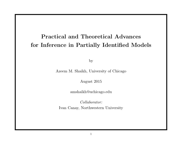 practical and theoretical advances for inference in