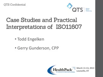 Case S  Studie  dies a  and P  Practica  ctical  Inte  terpreta  tatio  tions  ns o  of  ISO