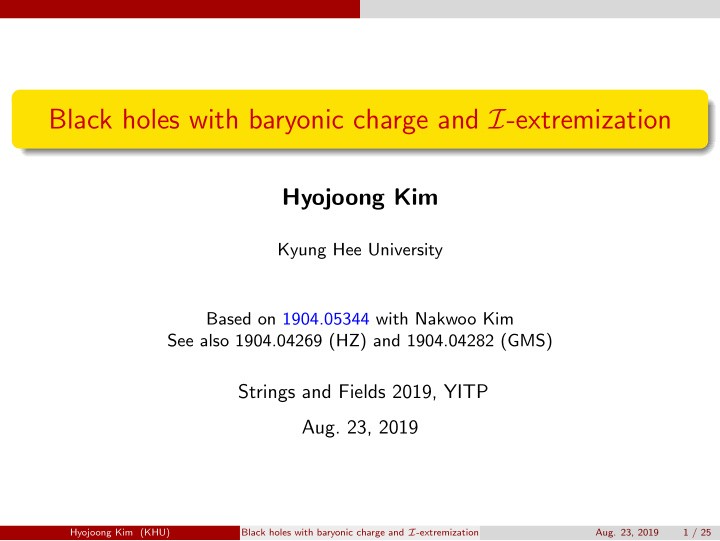 black holes with baryonic charge and i extremization