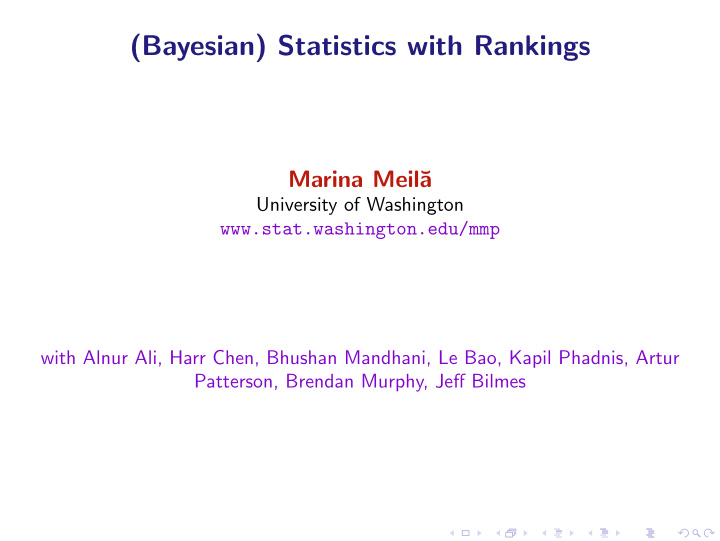 bayesian statistics with rankings