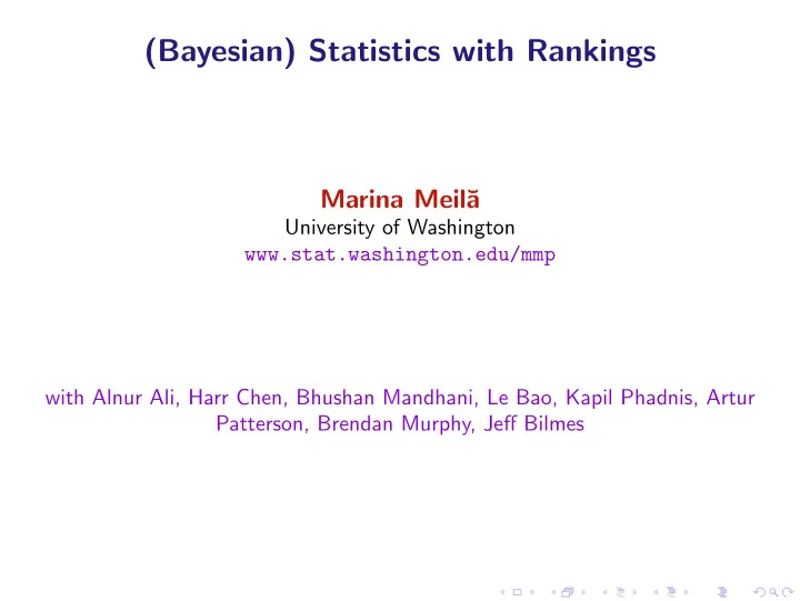 bayesian statistics with rankings