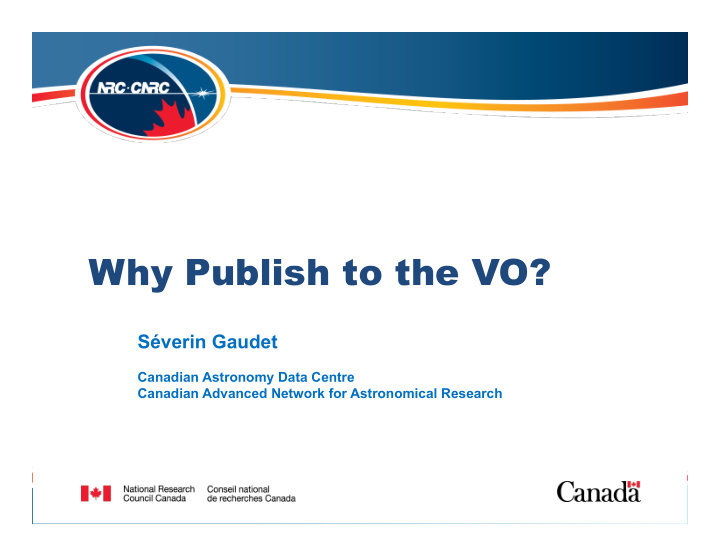 why publish to the vo