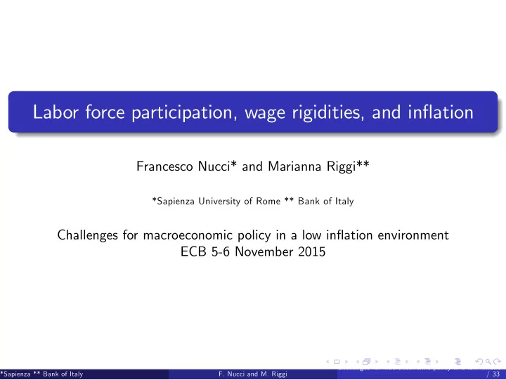 labor force participation wage rigidities and inflation