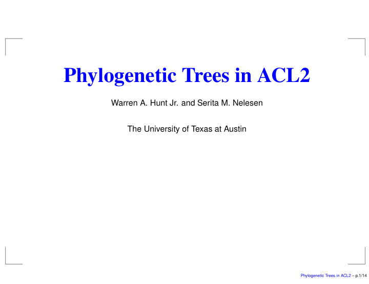 phylogenetic trees in acl2