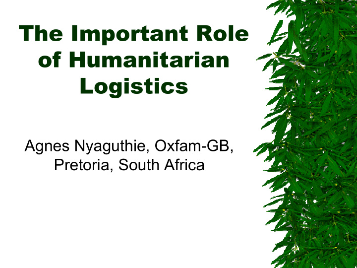 the important role of humanitarian logistics