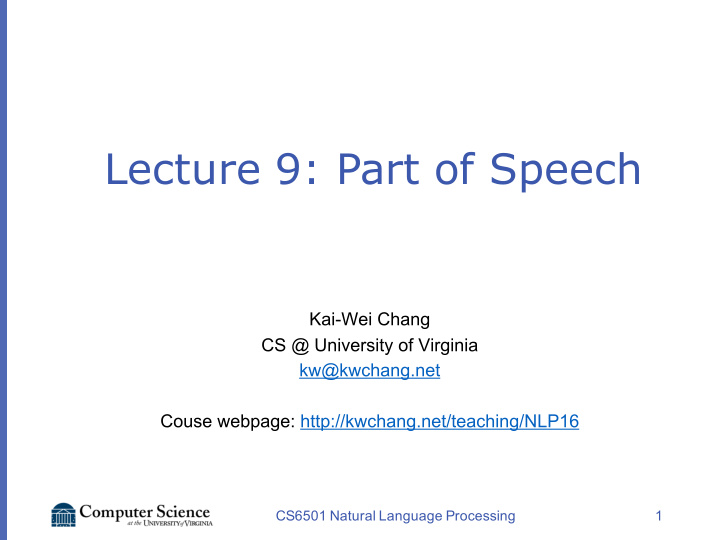 lecture 9 part of speech