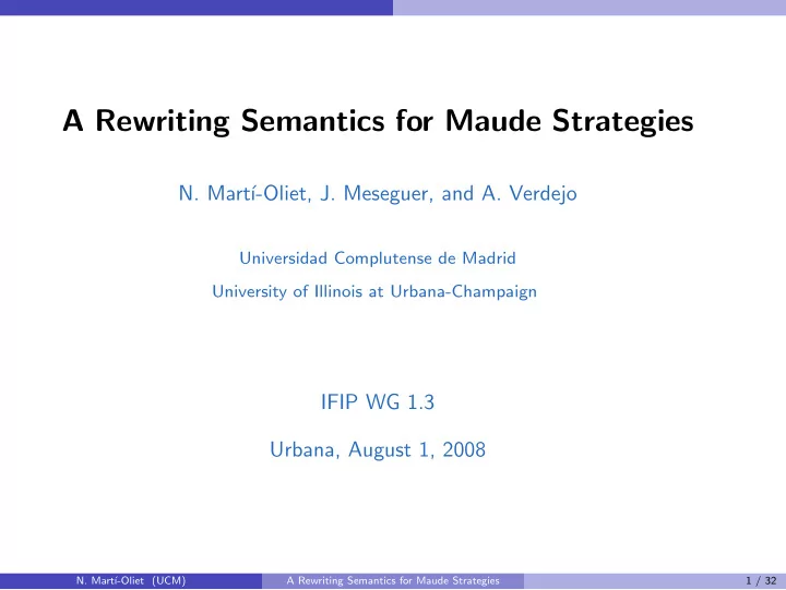 a rewriting semantics for maude strategies