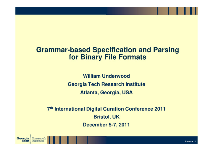 grammar based specification and parsing for binary file