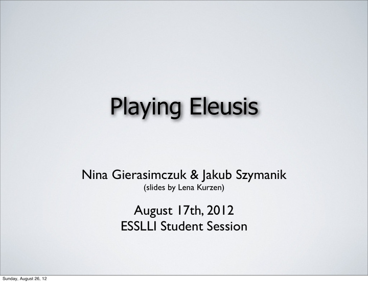 playing eleusis