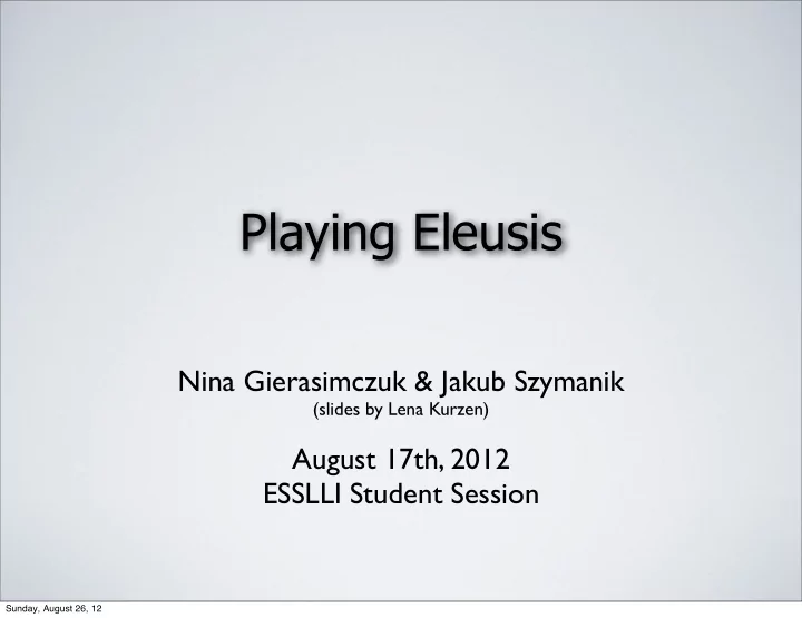 playing eleusis