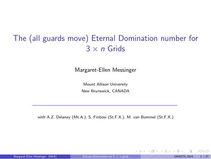 the all guards move eternal domination number for 3 n