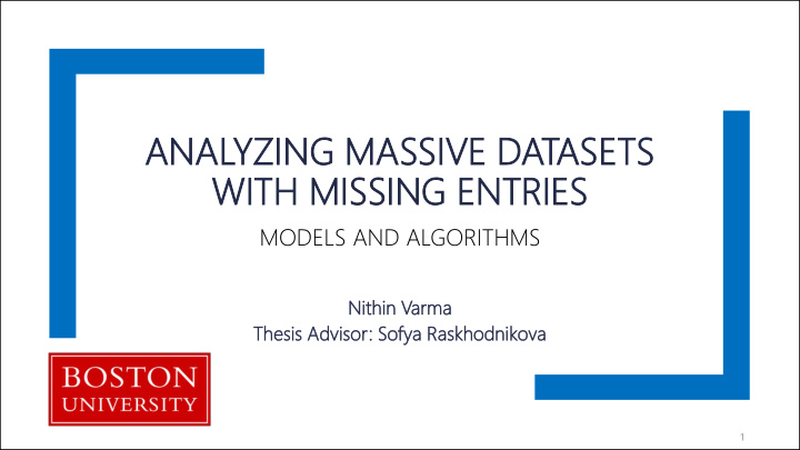 analyzing yzing ma mass ssive ve datasets sets with ith
