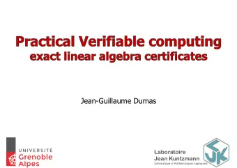 Jean-Guillaume Dumas  Laboratoire  Jean Kuntzmann  Informatique et Mathmatiques Appliques