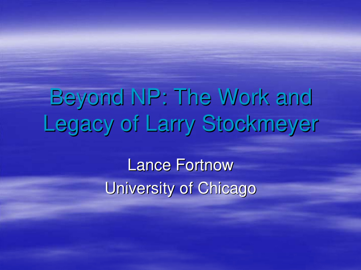 beyond np the work and beyond np the work and legacy of