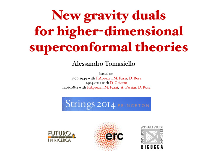 new gravity duals for higher dimensional superconformal