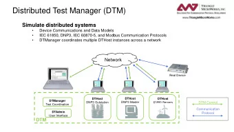 Distributed Test Manager (DTM)  Simulate distributed systems    Device Communications and Data