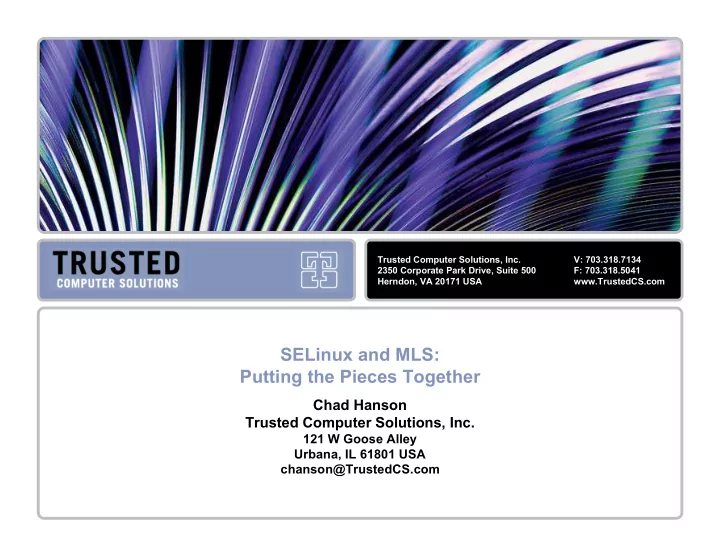 trusted computer solutions inc v 703 318 7134 2350