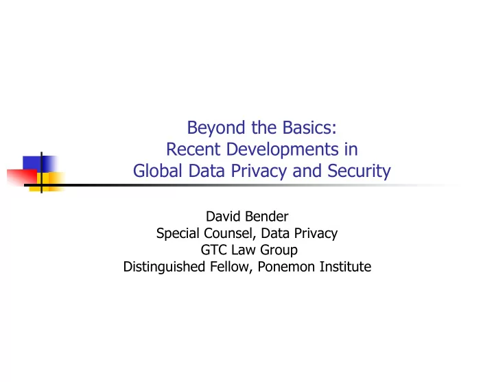 beyond the basics recent developments in global data