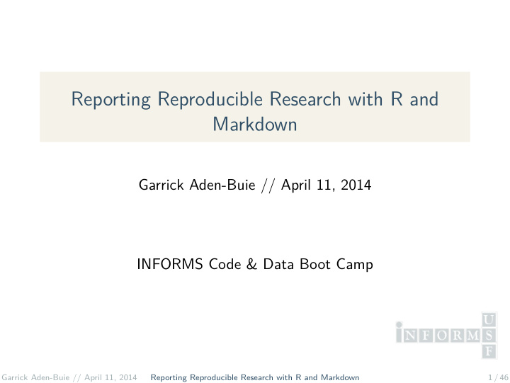 reporting reproducible research with r and markdown