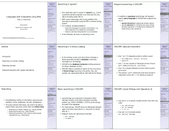 Searching in speech  Language and  Keyword searching in OSCAR  Language and  Computers  Computers