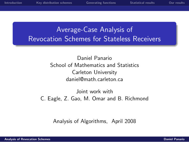 average case analysis of revocation schemes for stateless