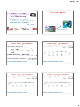 Soyez Efficace, Rembobinez  Be efficient, Rewind  Stphane Devismes (Verimag, UGA)