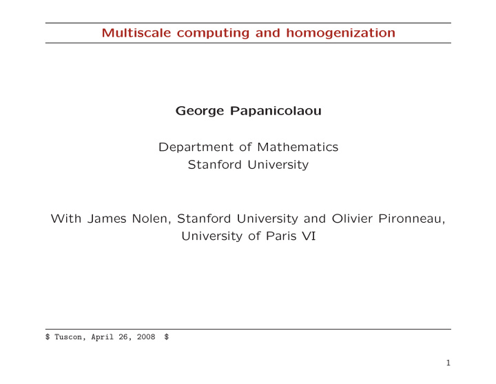 multiscale computing and homogenization george