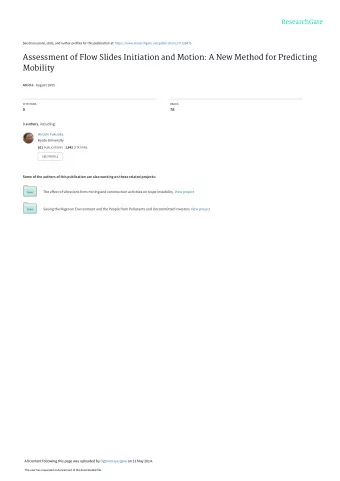 Assessment of Flow Slides Initiation and Motion: A New Method for Predicting  Mobility Article