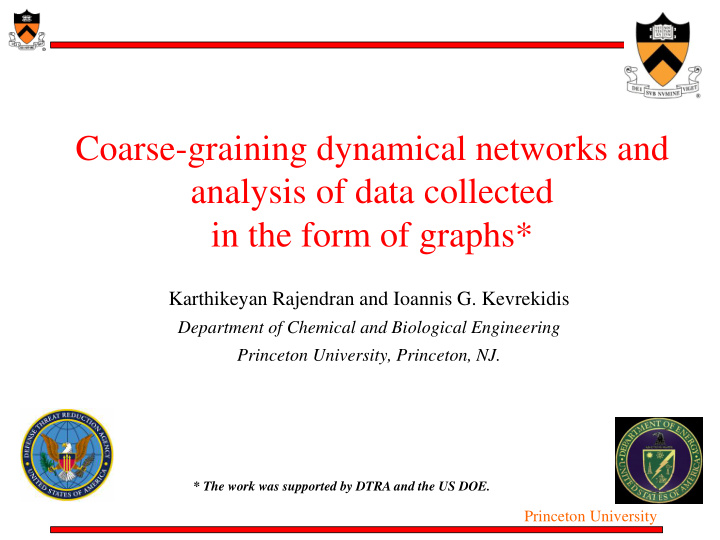 coarse graining dynamical networks and analysis of data