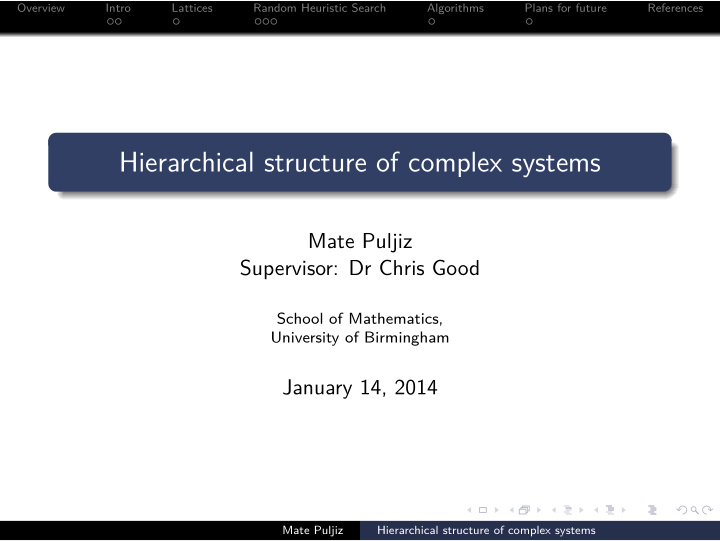 hierarchical structure of complex systems