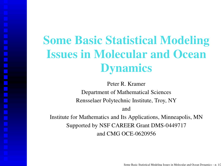 some basic statistical modeling issues in molecular and