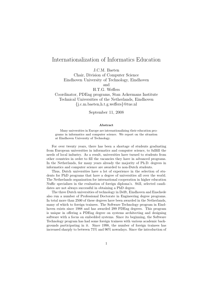 internationalization of informatics education