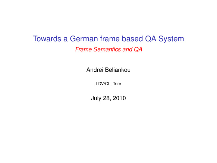 towards a german frame based qa system
