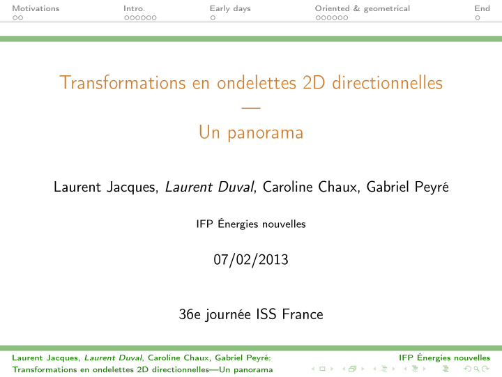 transformations en ondelettes 2d directionnelles un