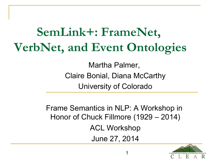 semlink framenet verbnet and event ontologies