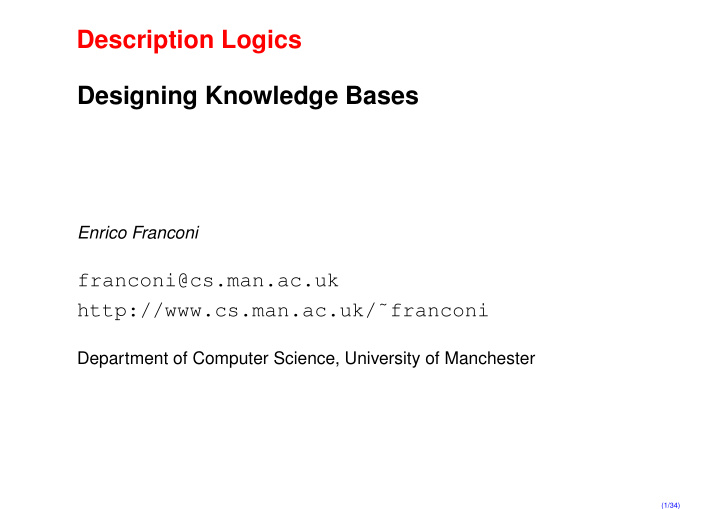 description logics designing knowledge bases