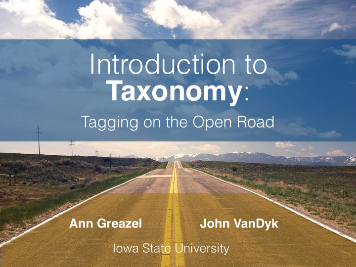 introduction to taxonomy