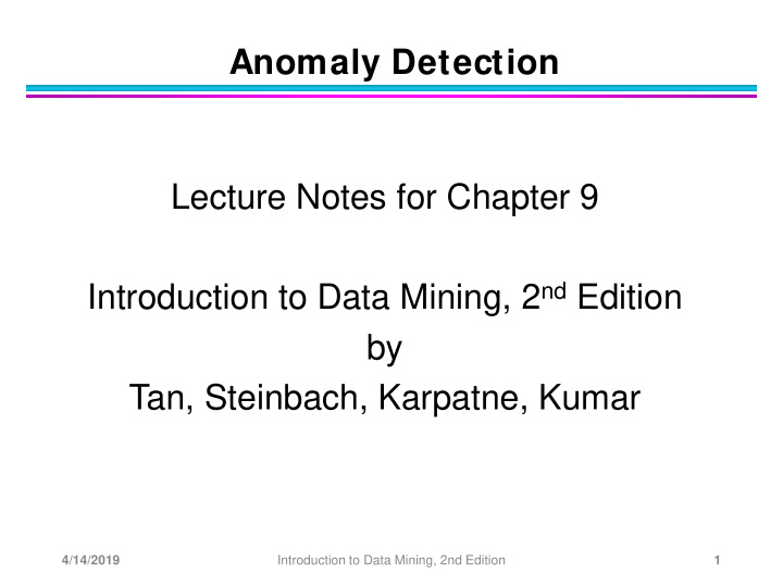 anomaly detection lecture notes for chapter 9