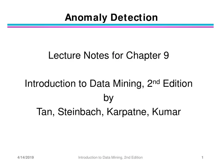 anomaly detection lecture notes for chapter 9