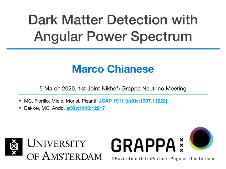 dark matter detection with angular power spectrum