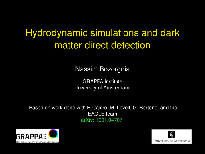 hydrodynamic simulations and dark matter direct detection